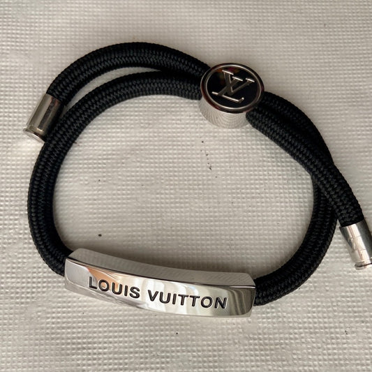 Louis Vuitton, Unisex Black Adjustable Corded Bracelet (Size 6-10)