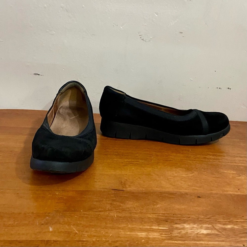 Clarks Collection Black Suede Leather Shoes Size 8.5 M