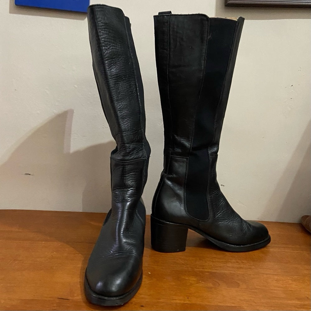 Steve Madden Black Leather High Boots Size 7