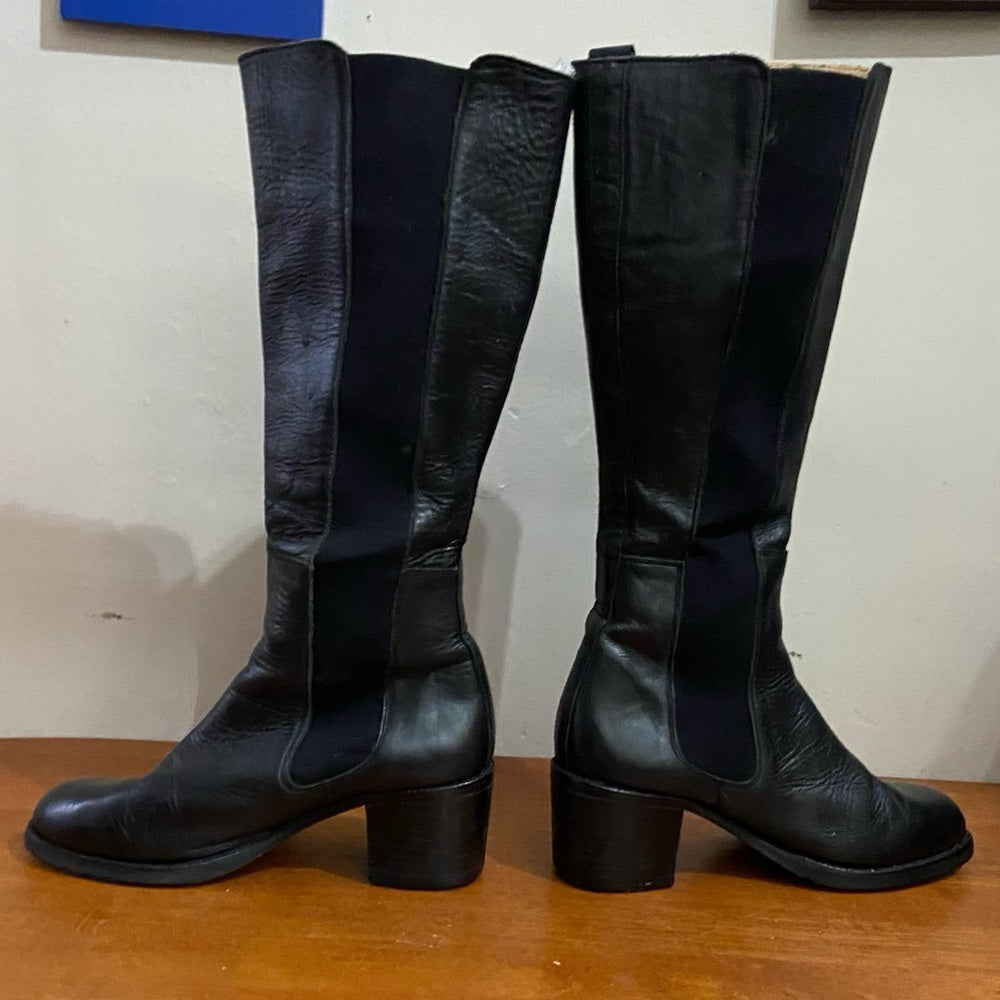 Steve Madden Black Leather High Boots Size 7