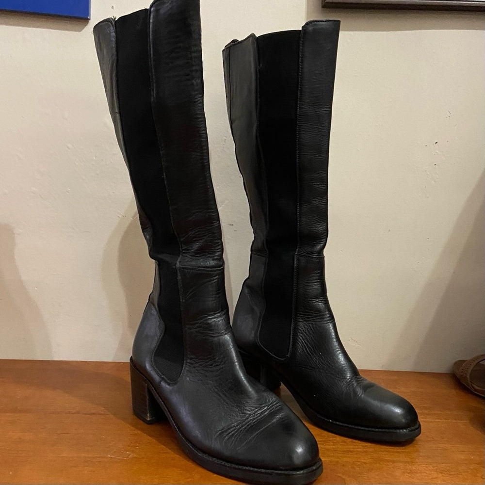 Steve Madden Black Leather High Boots Size 7