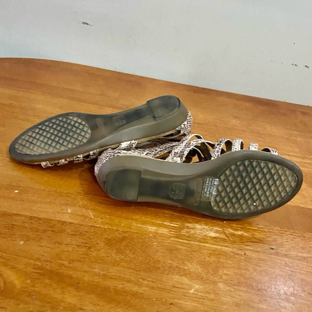 Aersoles Reptile Open Toe Strappy Ankle Shoes Size 8.5