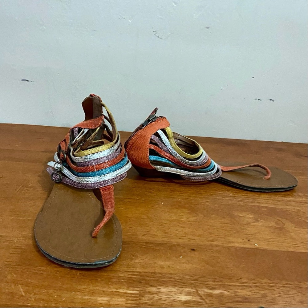 Candies Multi-color Flip Flops Strappy Sandals Size 8