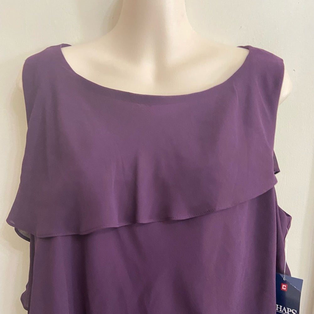 Chaps Lauren Purple Layered Dress Size 16W