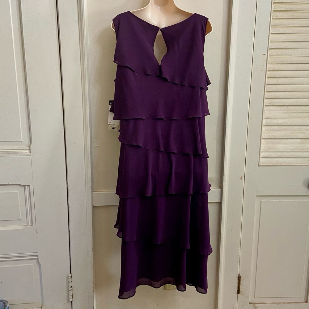 Chaps Lauren Purple Layered Dress Size 16W