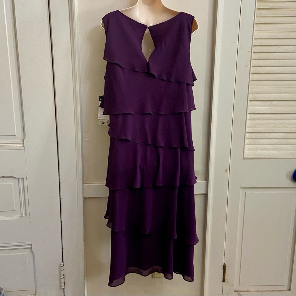 Chaps Lauren Purple Layered Dress Size 16W