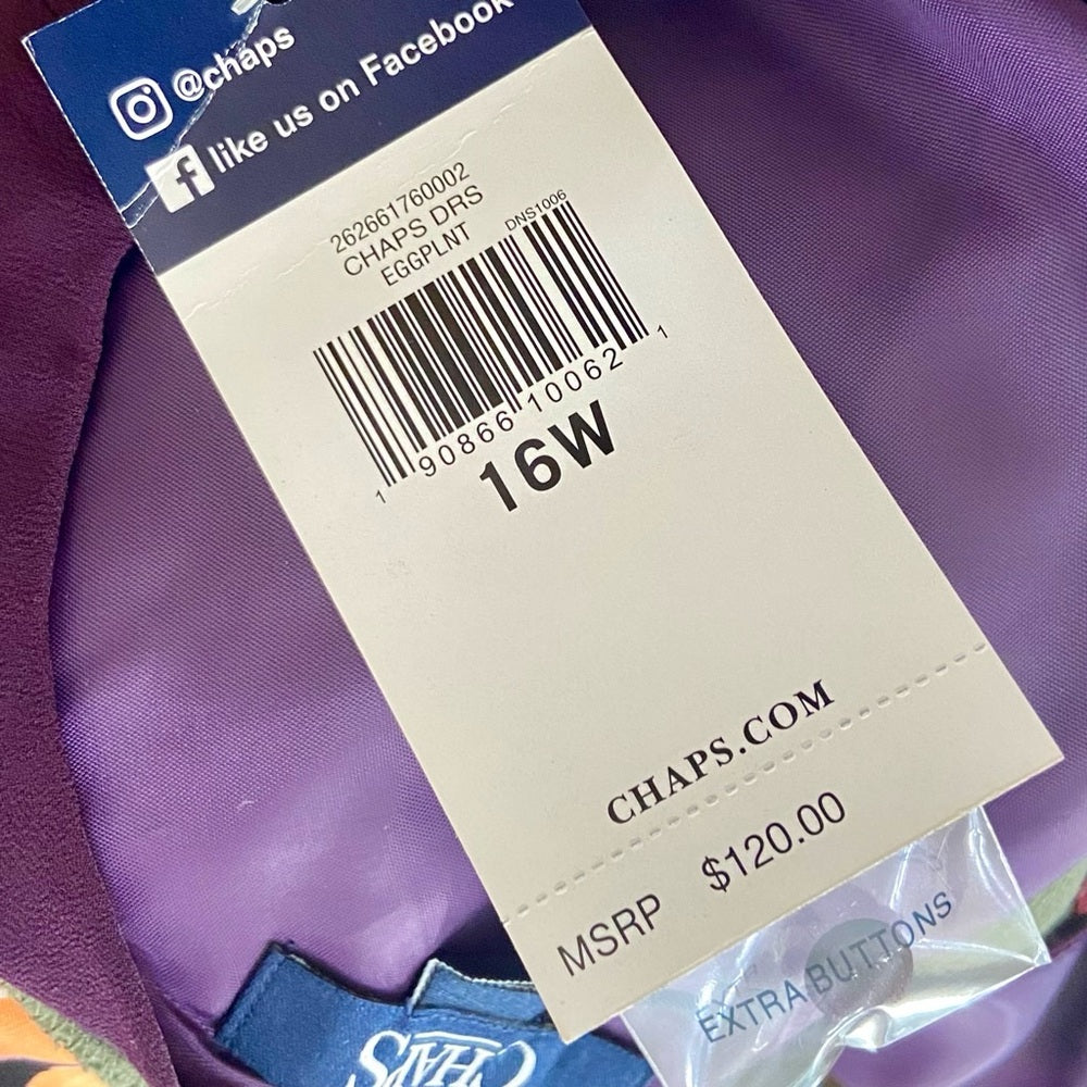 Chaps Lauren Purple Layered Dress Size 16W