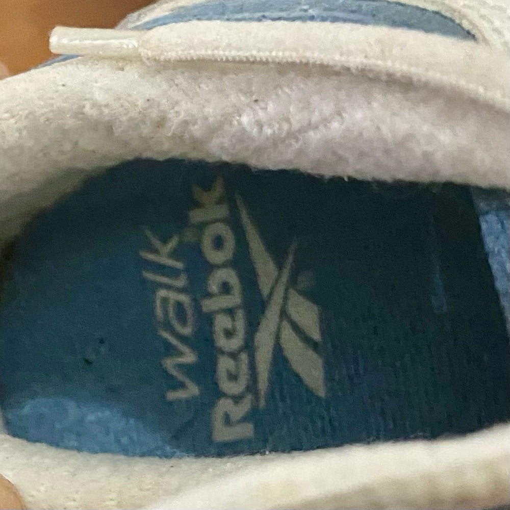 Reebok White and Blue Rubber Sneakers Size 8