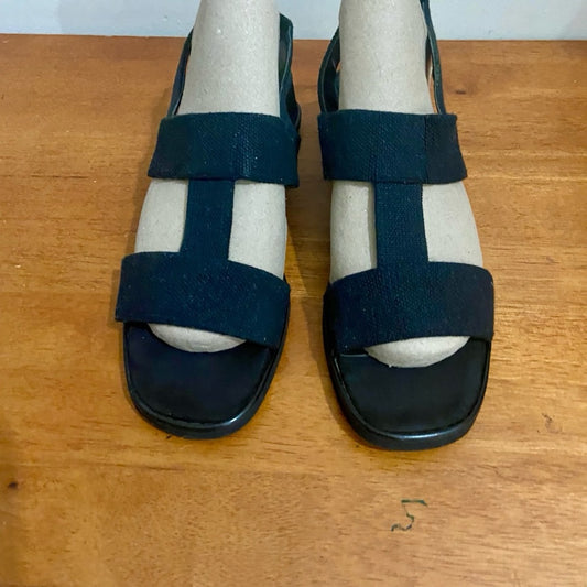Sesto Meucci, Made in Italy, Black Elastic Sandals Size 8.5