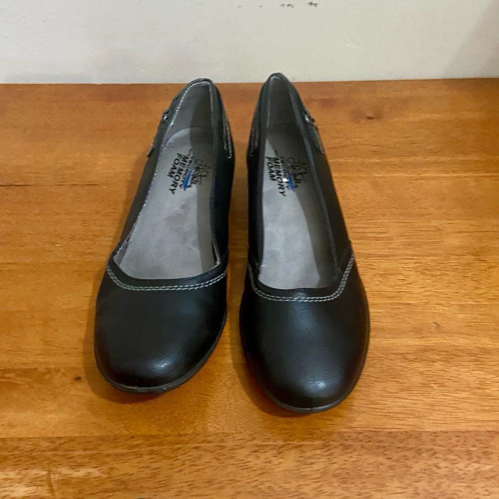 Life Stride Velocity Memory Foam, Black Leather Shoes-Loafer-Size 8.5