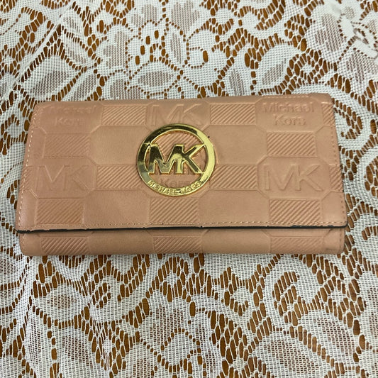 Michael Kors Embossed Pink Leather, Bifold, Long Wallet 7.5in d 4in