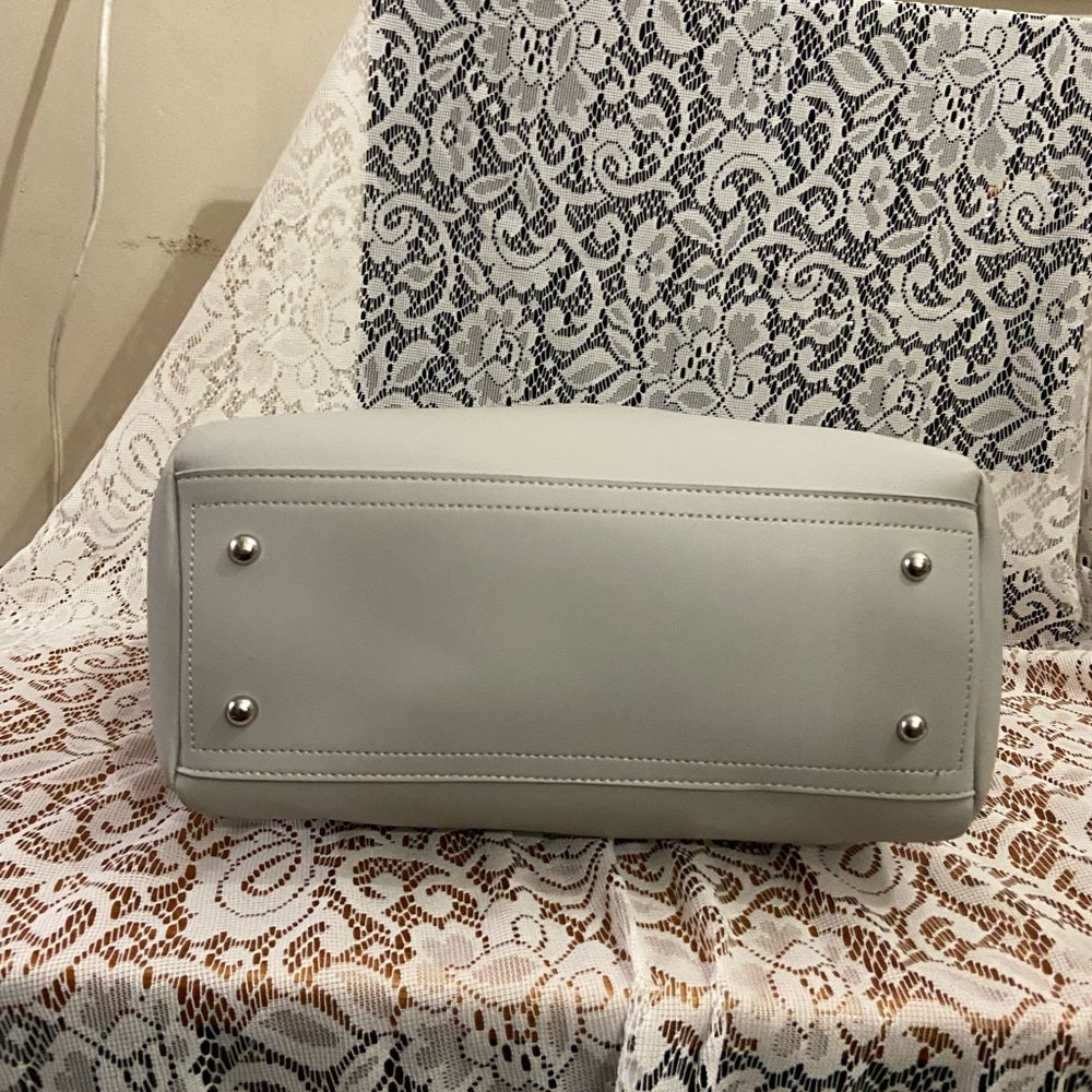 Large, Gray Faux Leather Tote 19in x 12in x 5in