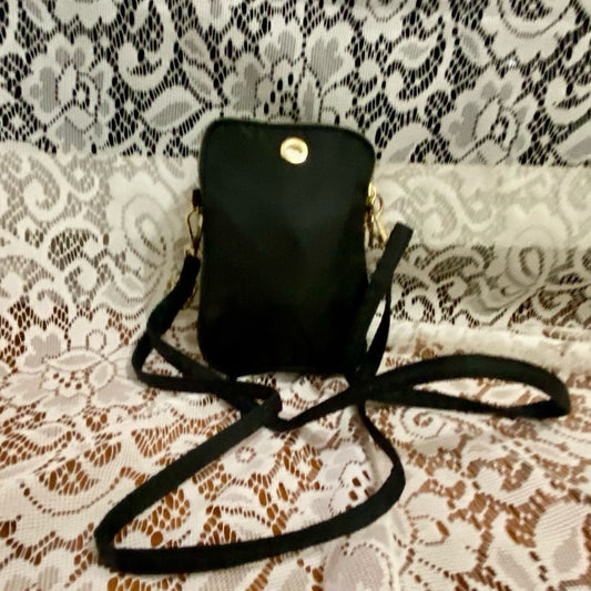 Black Nylon 3- Gold Zippy Compartments Crossbody