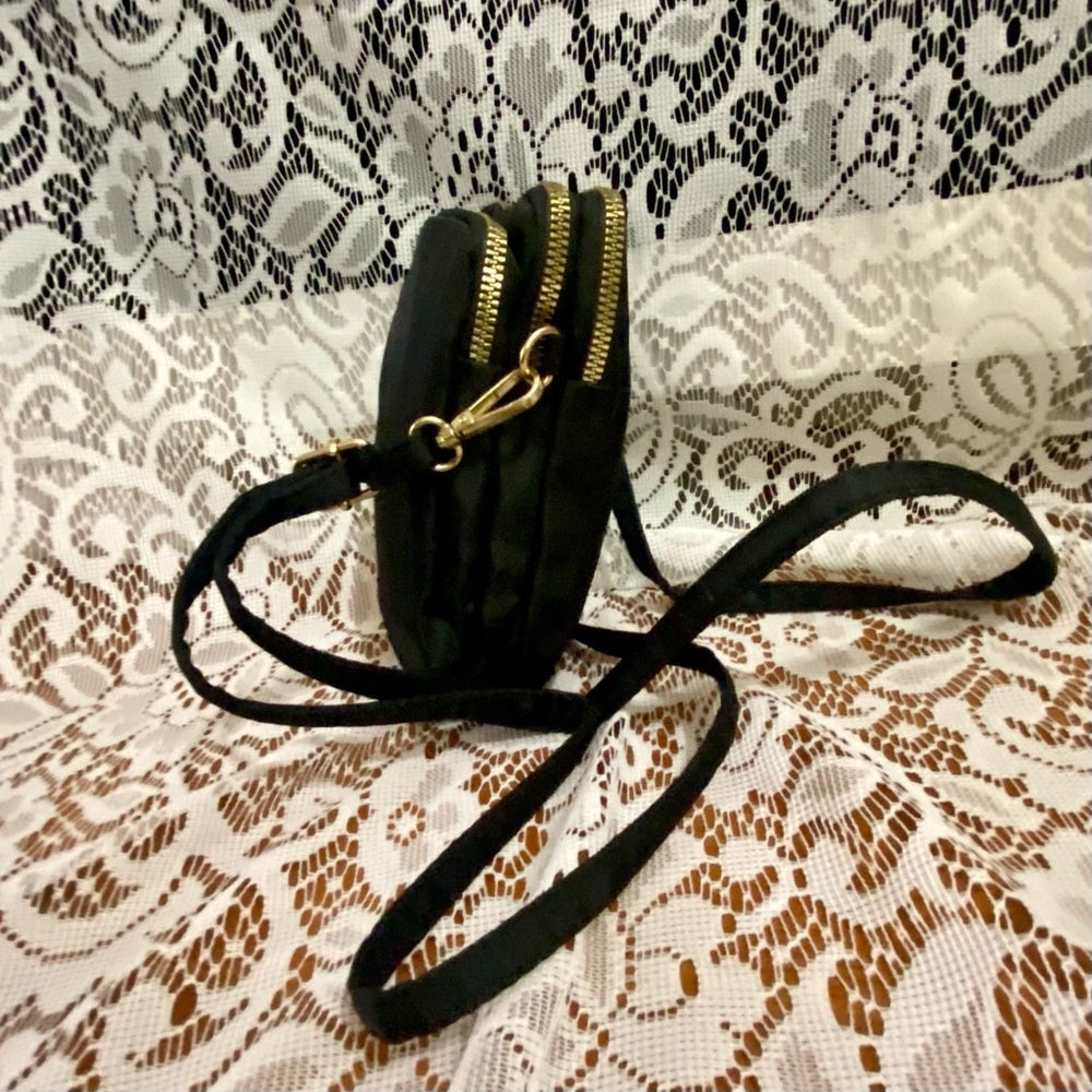 Black Nylon 3- Gold Zippy Compartments Crossbody