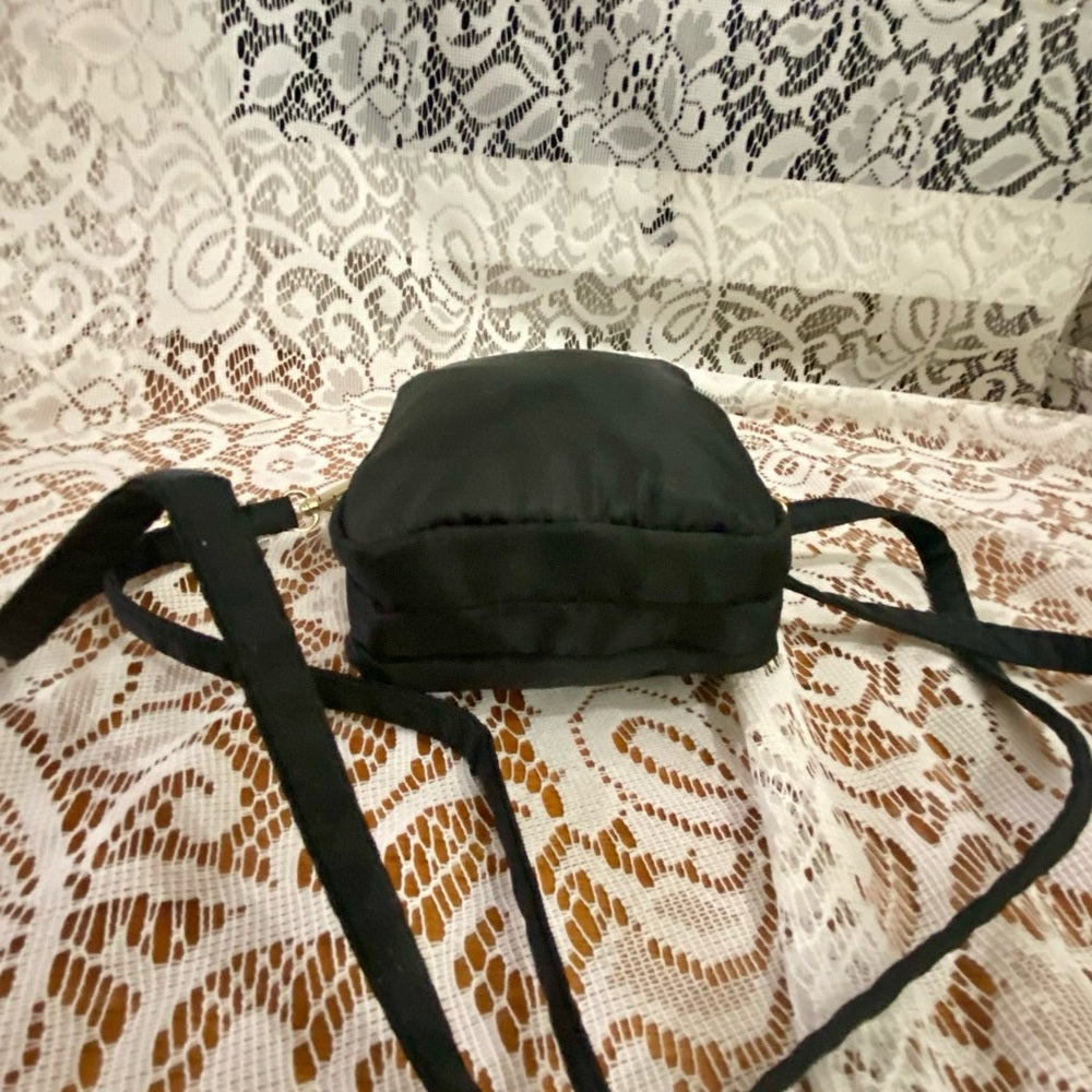 Black Nylon 3- Gold Zippy Compartments Crossbody