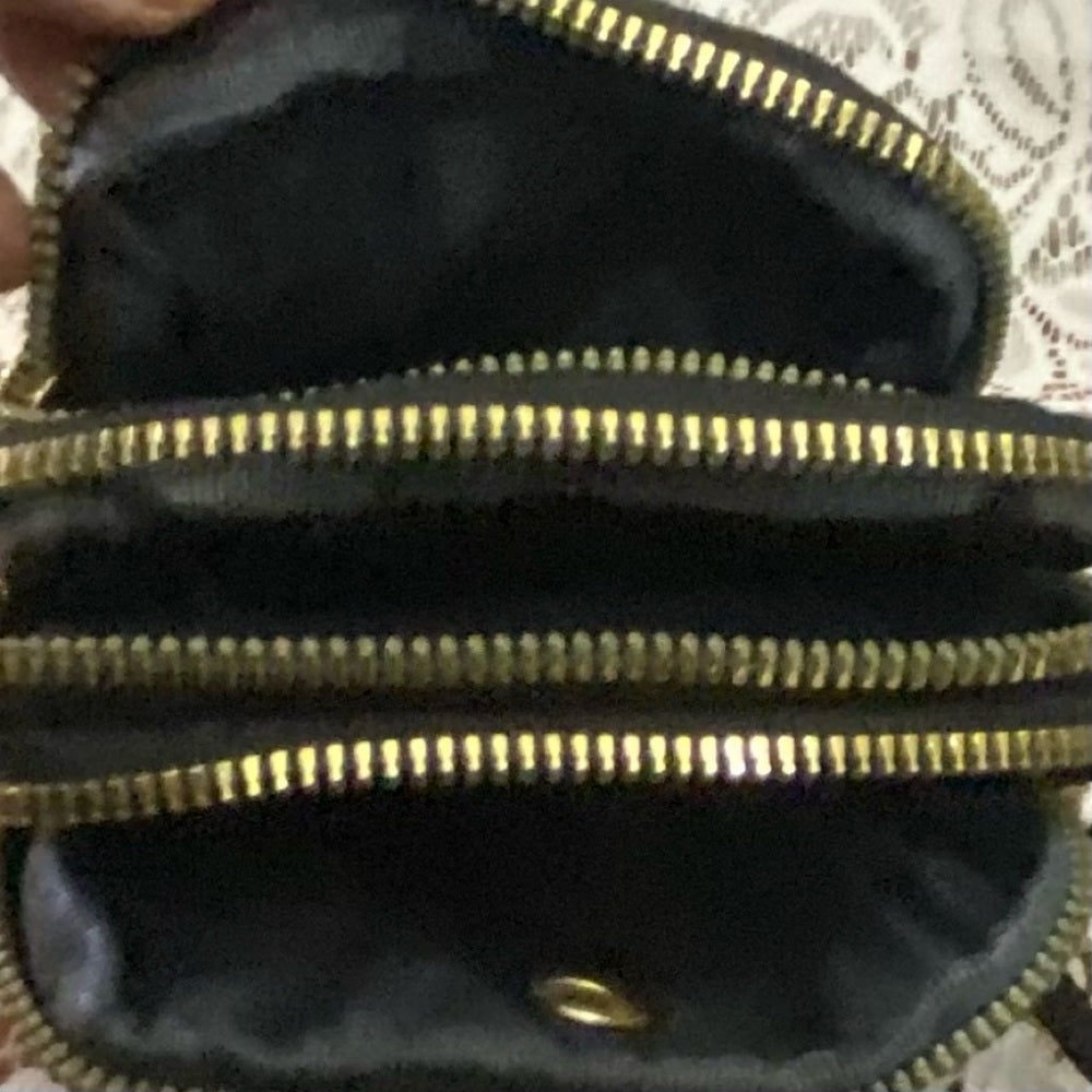 Black Nylon 3- Gold Zippy Compartments Crossbody