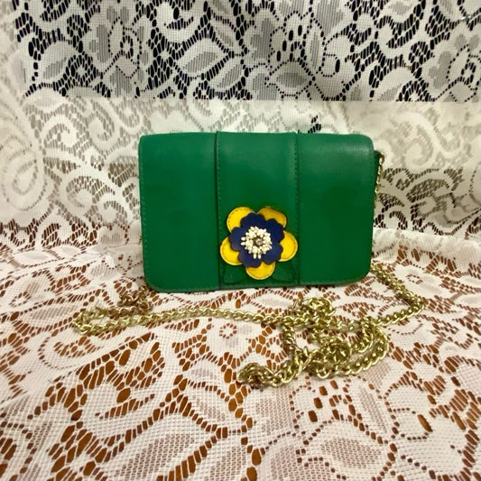 Green Floral -Small Crossbody Bag -7in x 4.5in x 2in