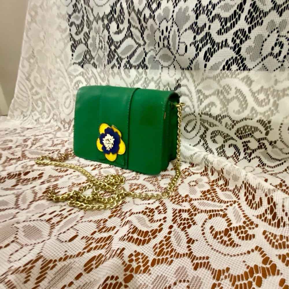 Green Floral -Small Crossbody Bag -7in x 4.5in x 2in