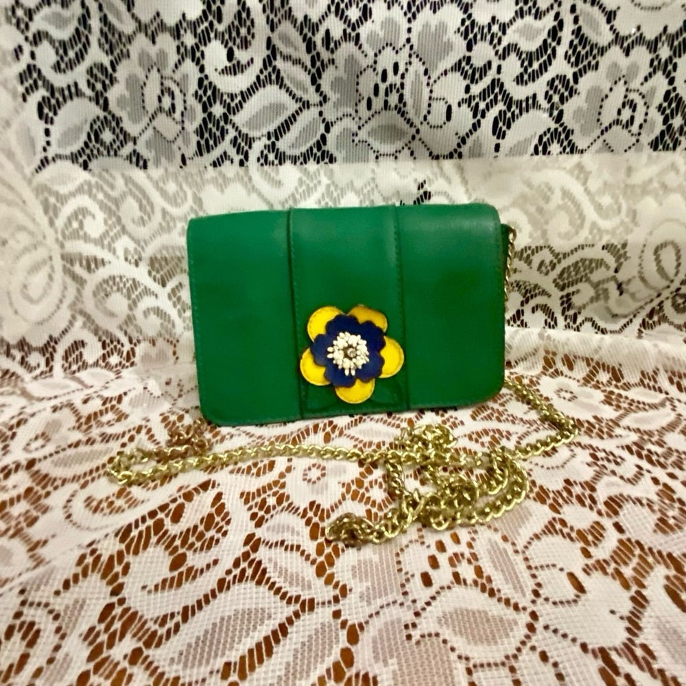 Green Floral -Small Crossbody Bag -7in x 4.5in x 2in