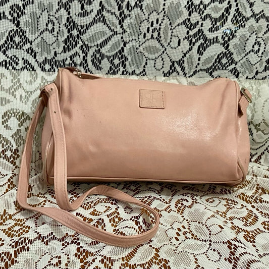 Gianni Bernini Pink Leather Crossbody-Shoulder Bag 9in x 6.5in x 2.25in