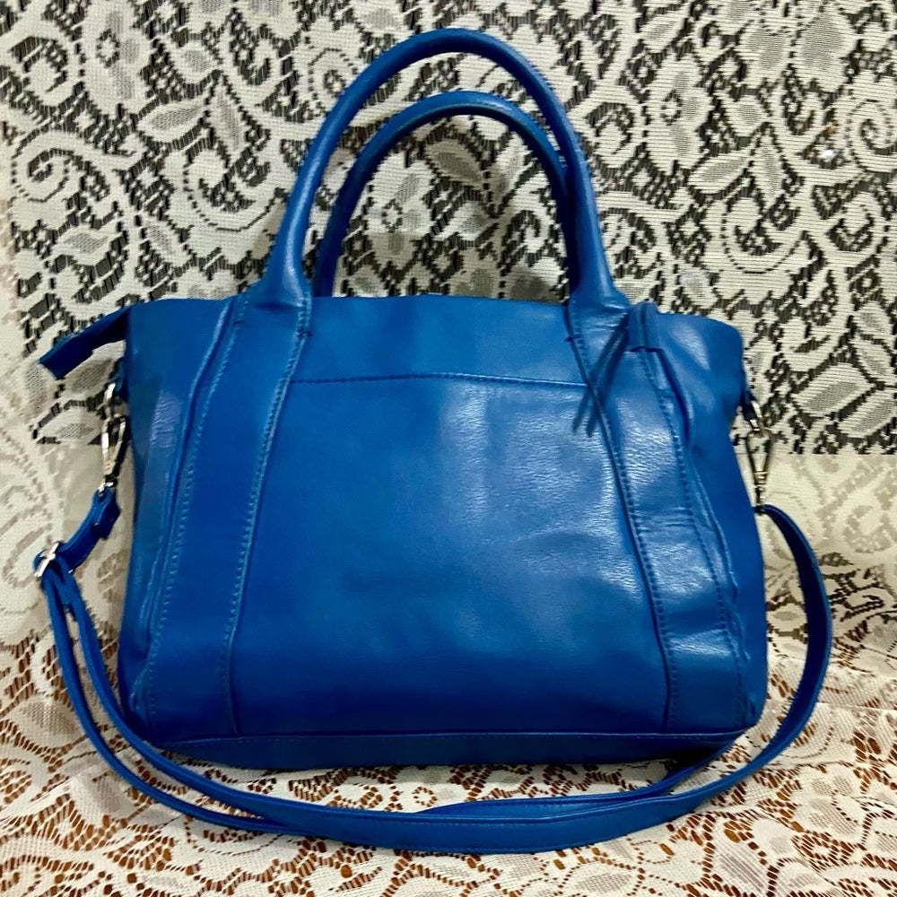 Nicole Miller Blue Leather Shoulder-Crossbody Bag