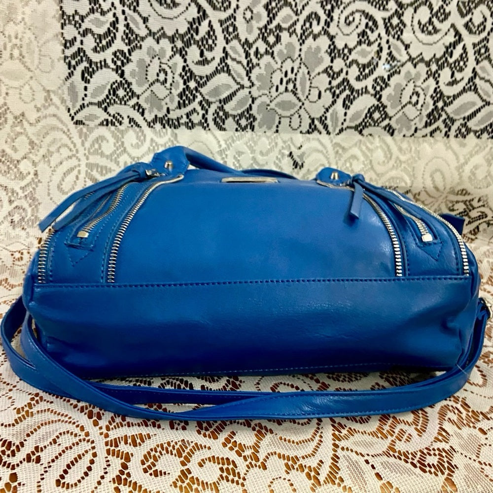 Nicole Miller Blue Leather Shoulder-Crossbody Bag