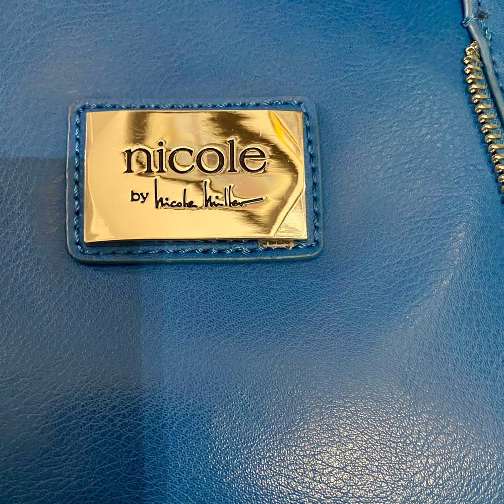 Nicole Miller Blue Leather Shoulder-Crossbody Bag