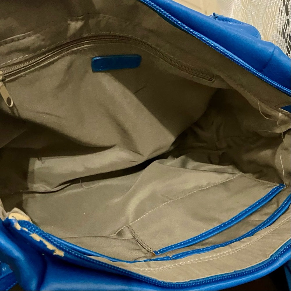 Nicole Miller Blue Leather Shoulder-Crossbody Bag