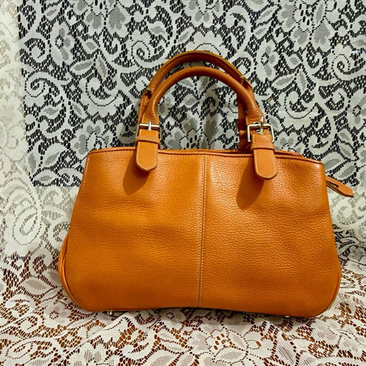 Dooney & Bourke Orange Leather Handbag 12in x 9.5in x 4in
