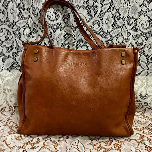 Vintage, American Leather Brown Shoulder Bag 12in x 10 in x 4.5in