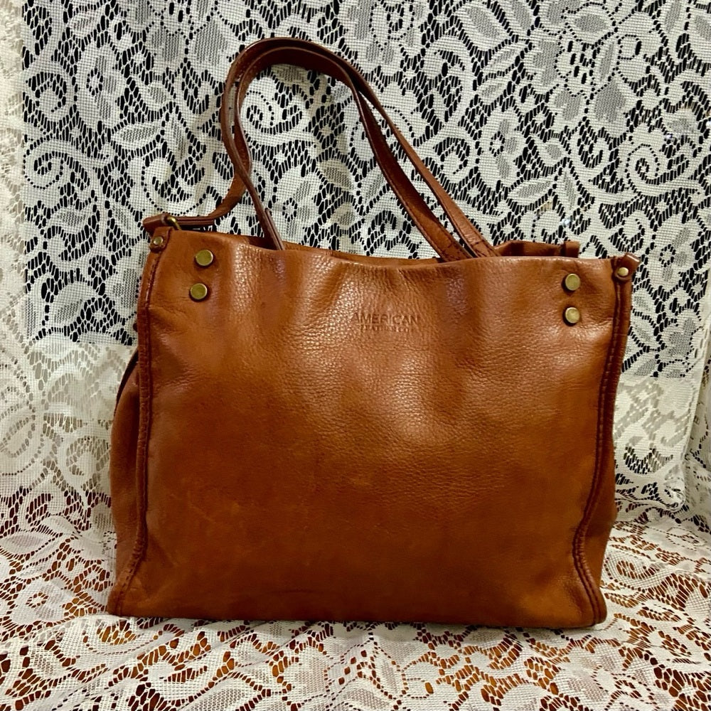 Vintage, American Leather Brown Shoulder Bag 12in x 10 in x 4.5in