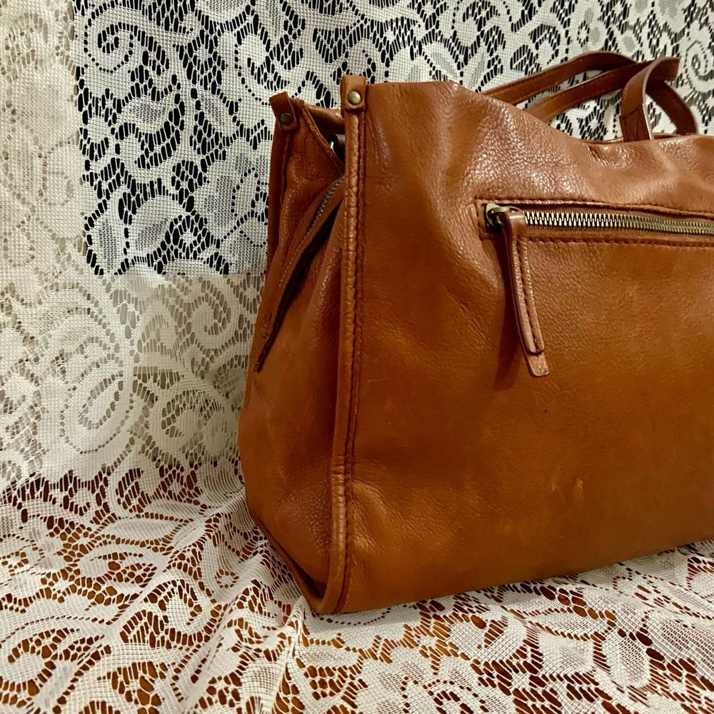 Vintage, American Leather Brown Shoulder Bag 12in x 10 in x 4.5in