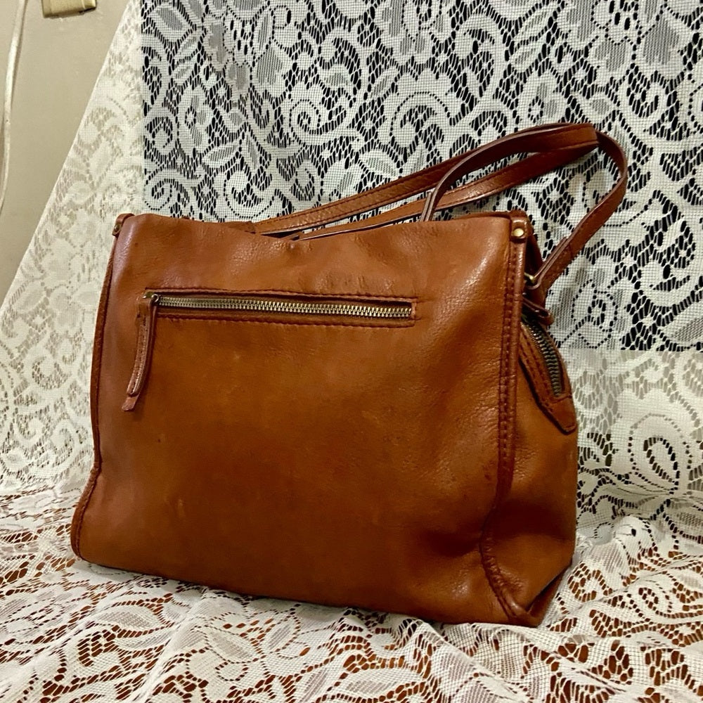 Vintage, American Leather Brown Shoulder Bag 12in x 10 in x 4.5in