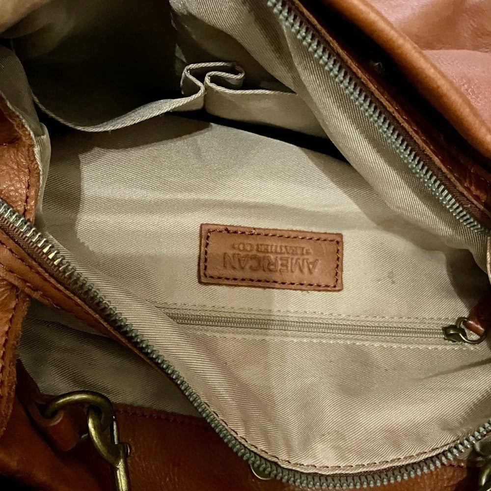 Vintage, American Leather Brown Shoulder Bag 12in x 10 in x 4.5in