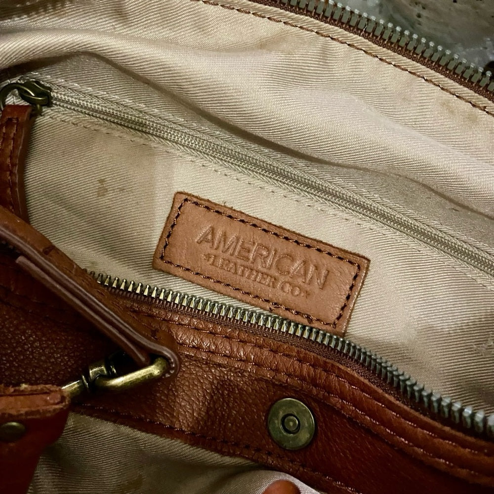 Vintage, American Leather Brown Shoulder Bag 12in x 10 in x 4.5in