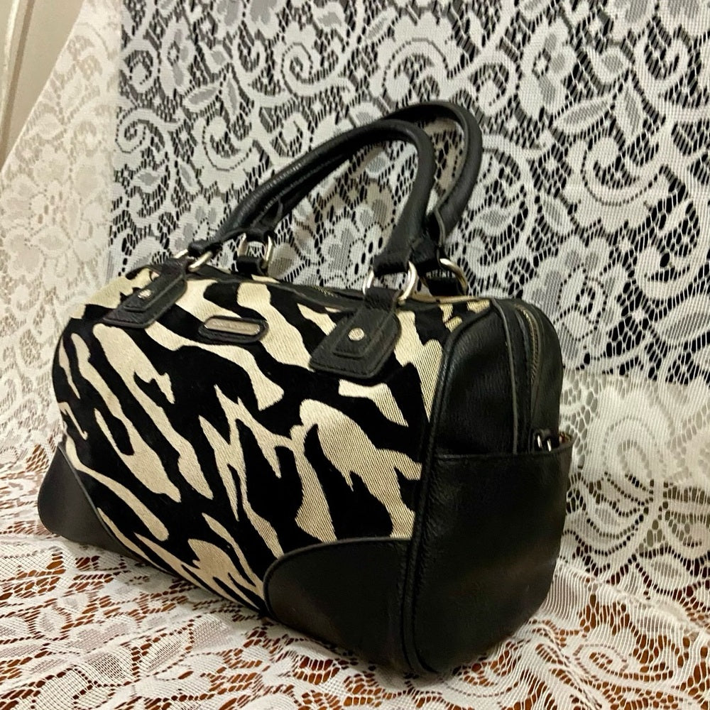 Dana Bachman Black and White Zebra Shoulder Bag 11in x 8.5in x 4in