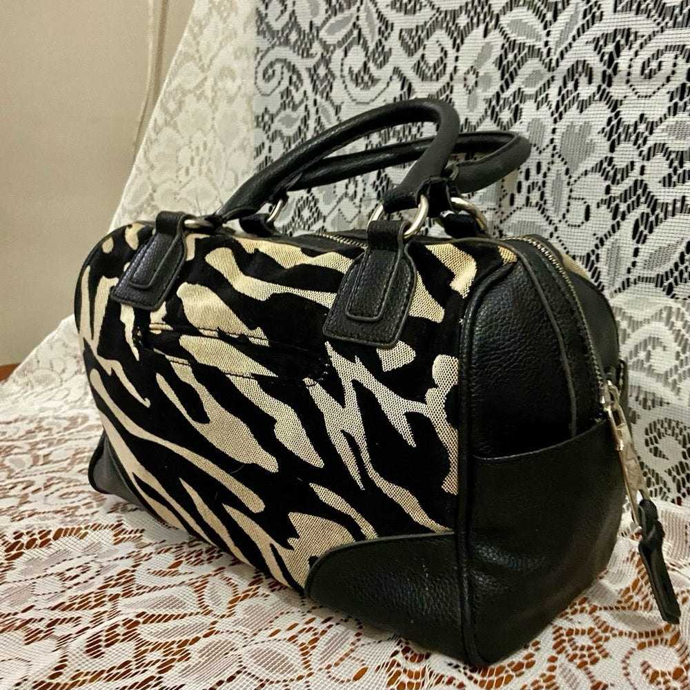 Dana Bachman Black and White Zebra Shoulder Bag 11in x 8.5in x 4in