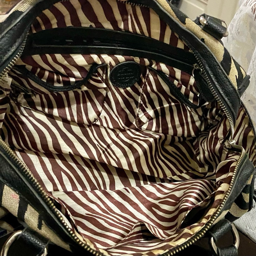 Dana Bachman Black and White Zebra Shoulder Bag 11in x 8.5in x 4in