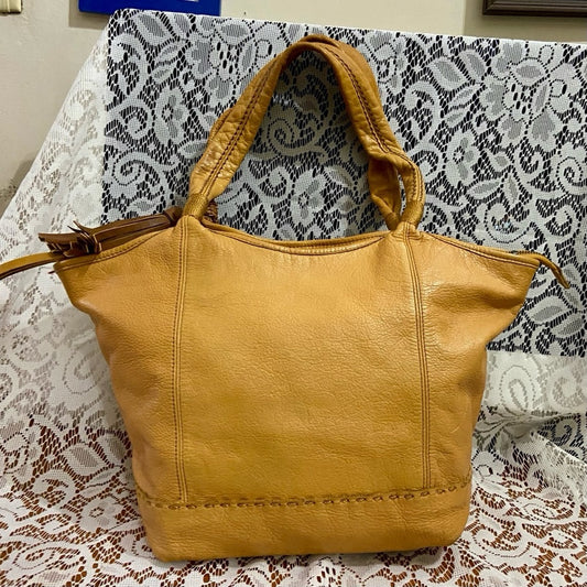 The Sak Mustard Yellow Leather Shoulder Bag 11in x 9.5in x 5in