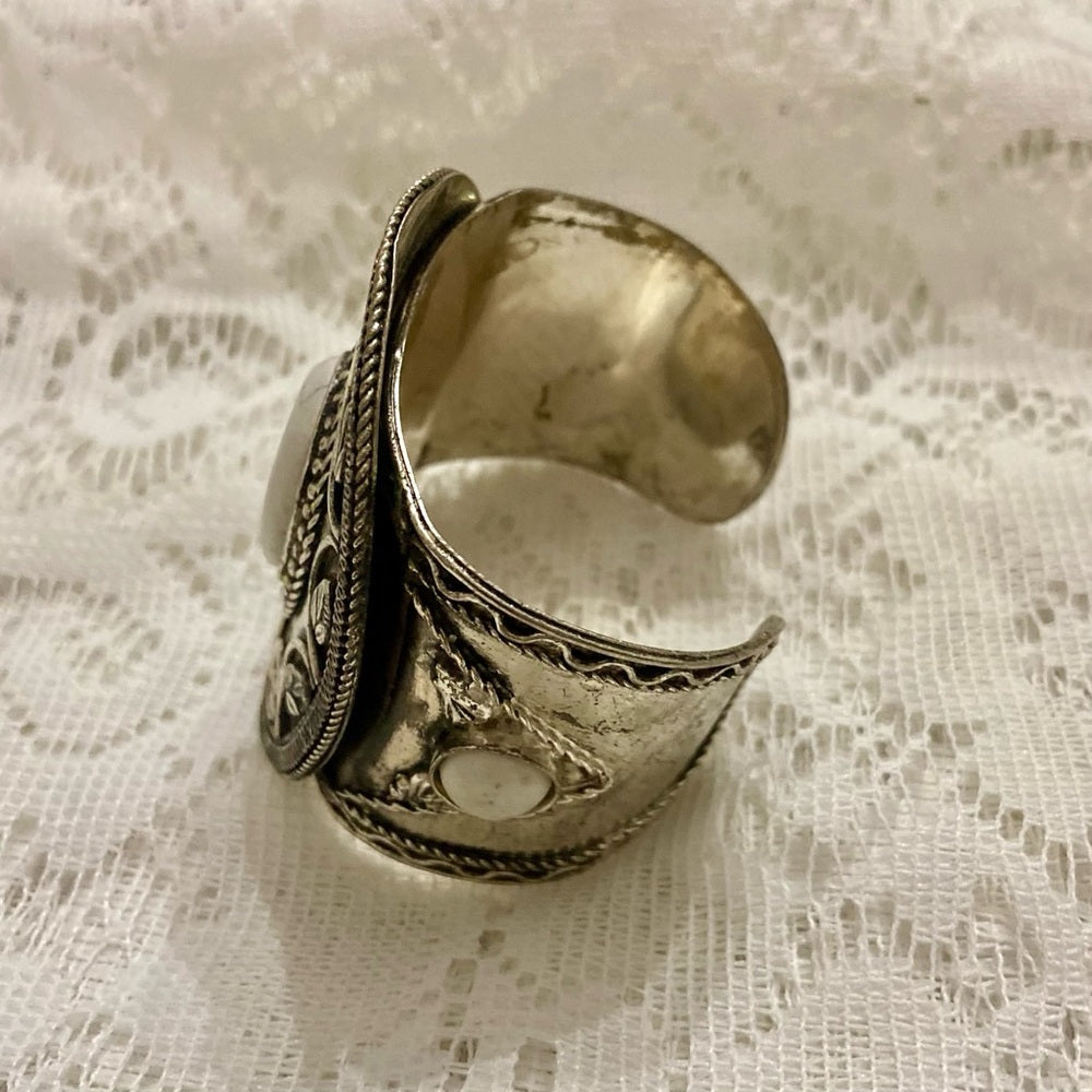 Lot of 2 Vintage, Chunky, Silver Tone Cuff Bangles