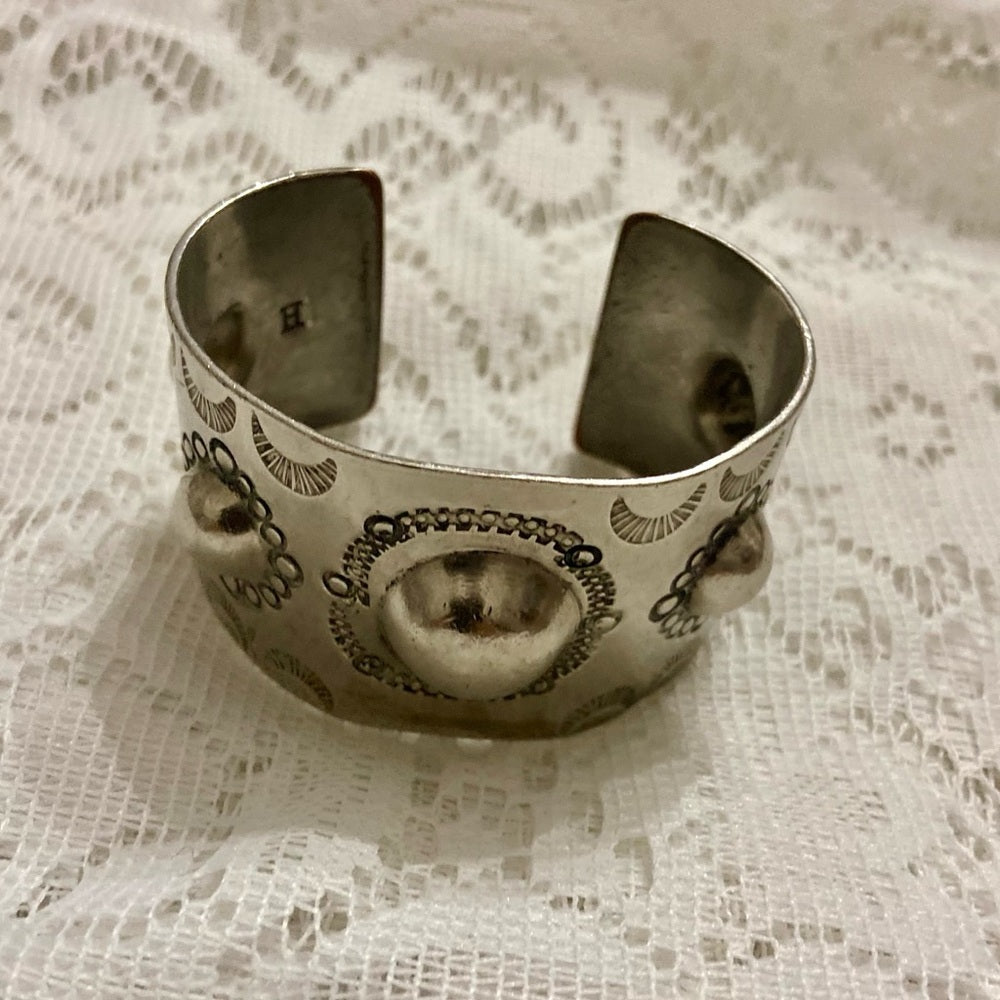 Lot of 2 Vintage, Chunky, Silver Tone Cuff Bangles