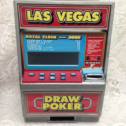 Vintage, Radica Las Vegas Royal Flush 3000 Electronic Draw Poker Coin Bank(E0721