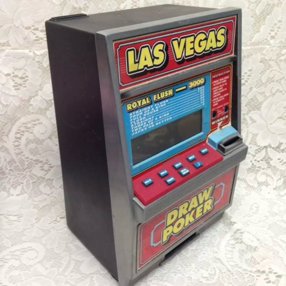 Vintage, Radica Las Vegas Royal Flush 3000 Electronic Draw Poker Coin Bank(E0721