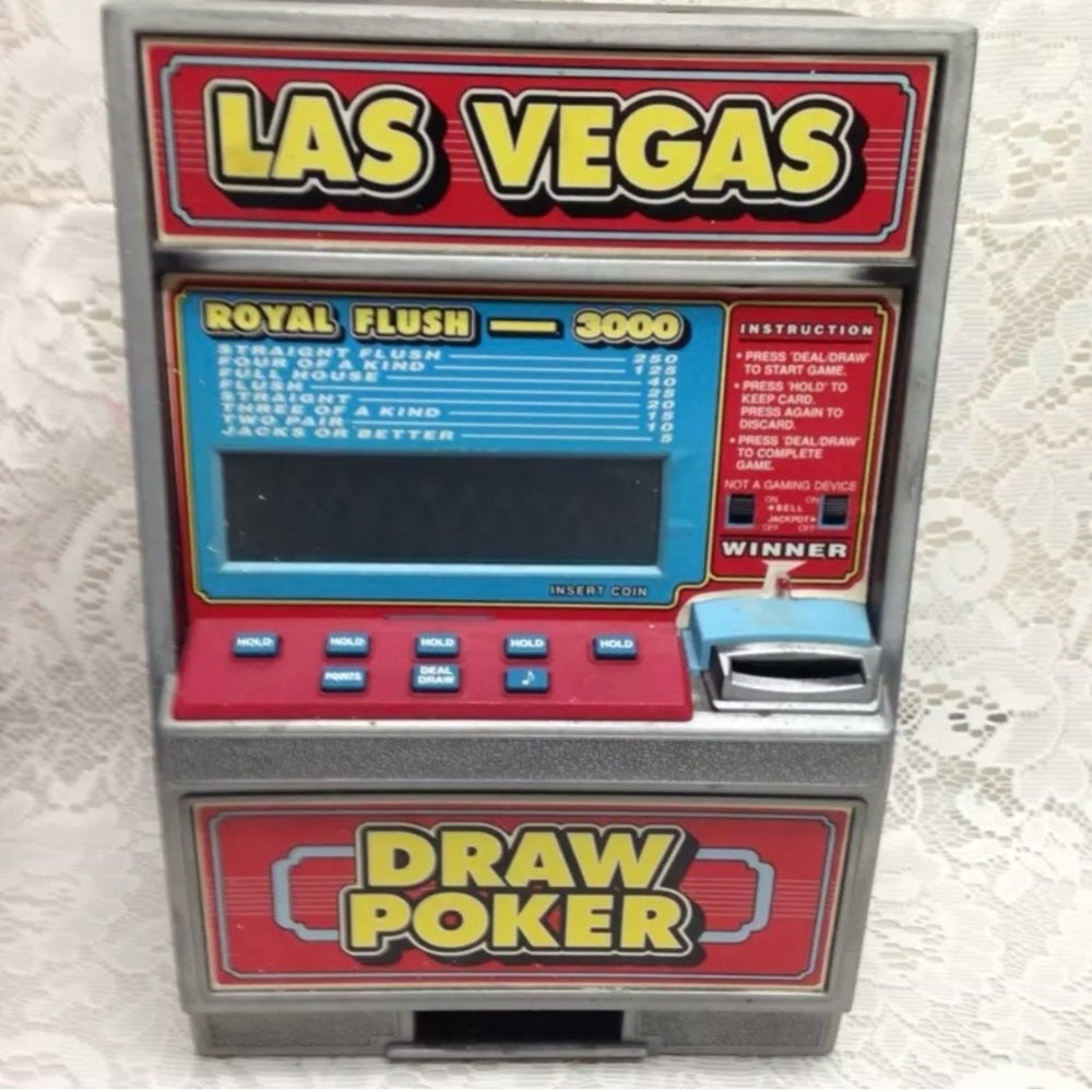 Vintage, Radica Las Vegas Royal Flush 3000 Electronic Draw Poker Coin Bank(E0721