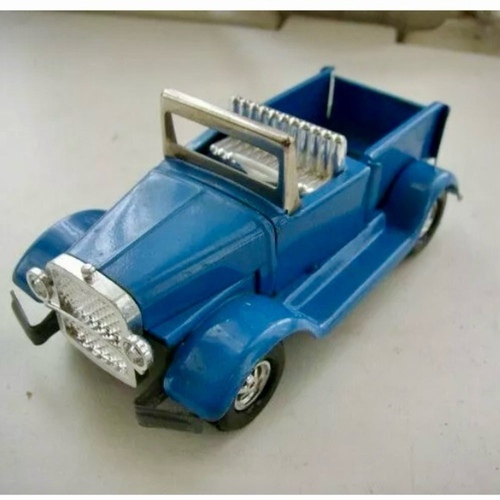 Vintage, 1940-50s Made in Japan, Blue-Silver Tin Jeep-Topper (L)