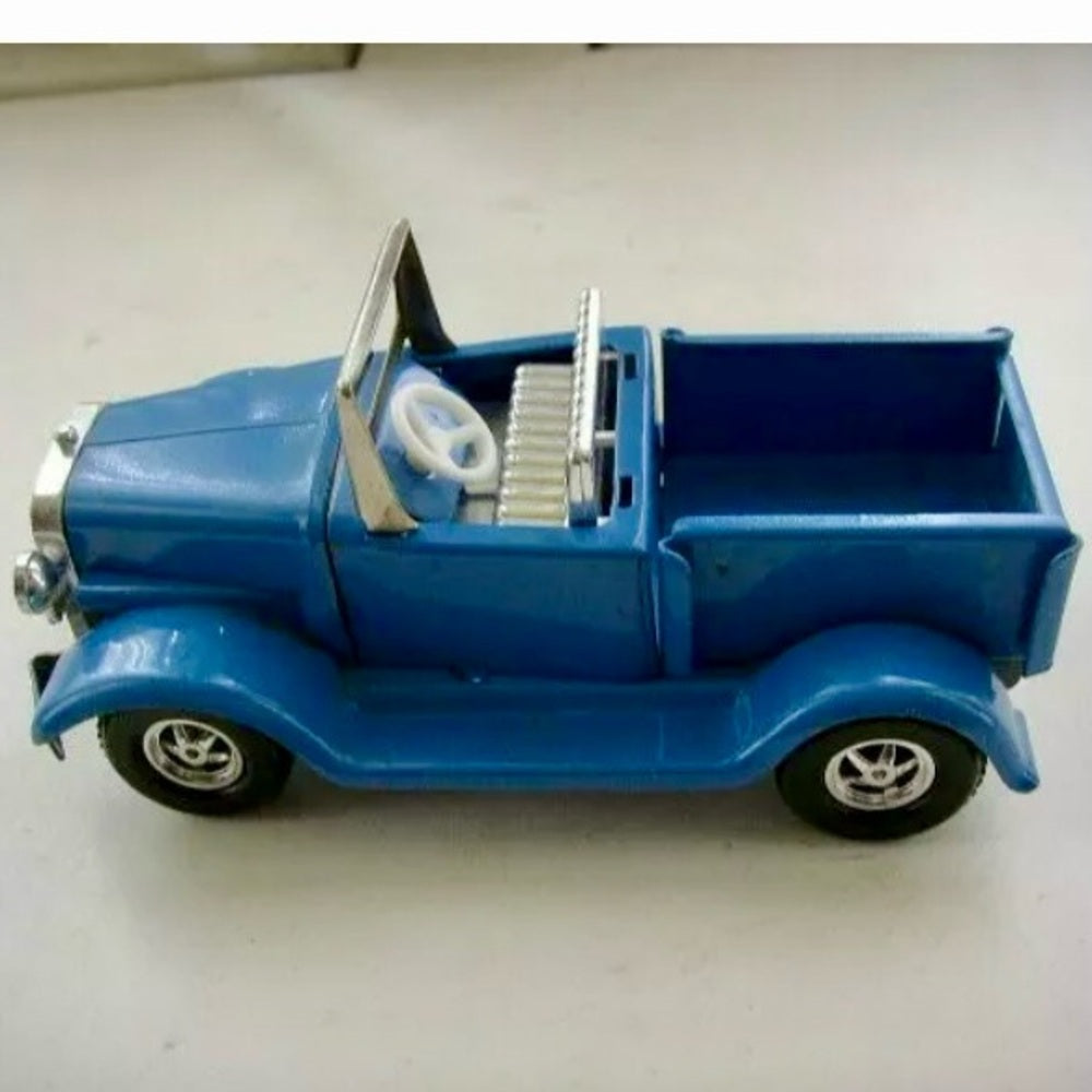 Vintage, 1940-50s Made in Japan, Blue-Silver Tin Jeep-Topper (L)