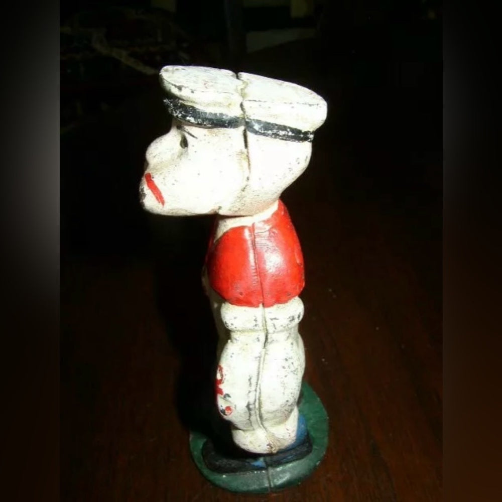 Vintage, Pop Eye, 6in Cast Iron Bank