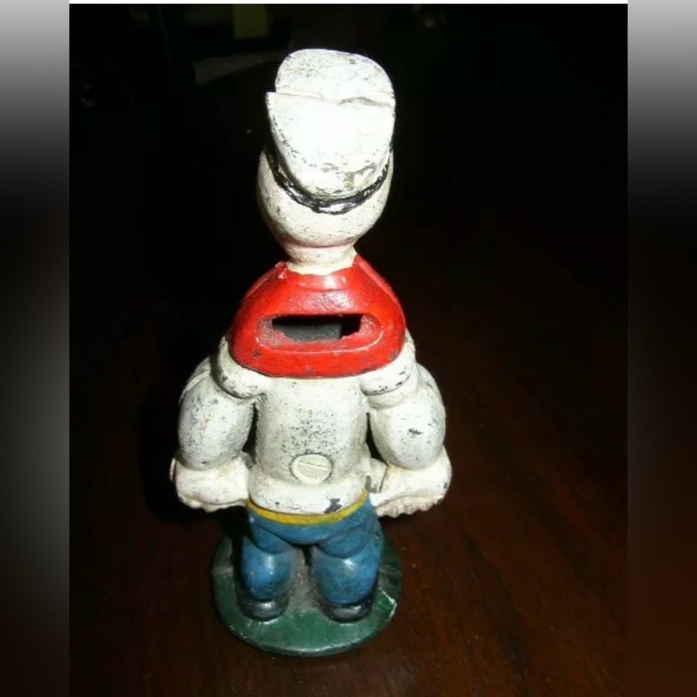 Vintage, Pop Eye, 6in Cast Iron Bank