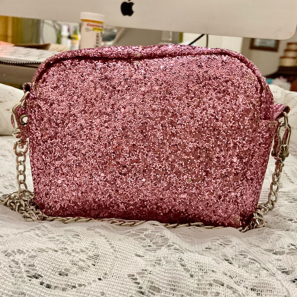 Bewaltz Pink Glitter Small Crossbody Bag -6in x 5in x 1.5in