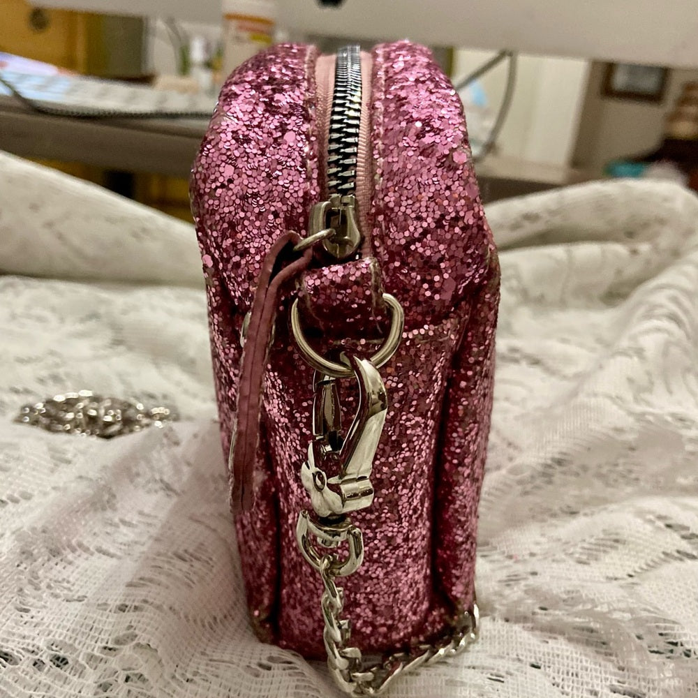 Bewaltz Pink Glitter Small Crossbody Bag -6in x 5in x 1.5in